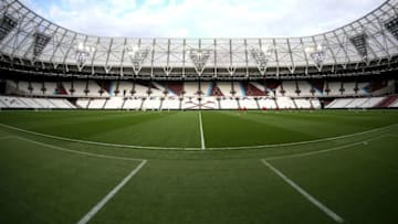 STRATFORD, ENGLAND - APRIL 10: A general view inside the stadium as players warm up prior to the Premier League 2 match between West Ham United and Middlesbrough at London Stadium on April 10, 2017 in Stratford, England. (Photo by Alex Pantling/Getty Images)