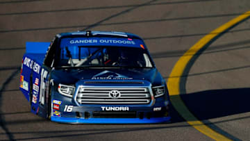 AVONDALE, ARIZONA - NOVEMBER 08: Austin Hill, driver of the #16 AISIN Group Toyota, practices for the NASCAR Gander Outdoors Truck Series Lucas Oil 150 at ISM Raceway on November 08, 2019 in Avondale, Arizona. (Photo by Jonathan Ferrey/Getty Images)