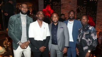 Lebron James, Chris Paul, Randy Mims, Meek Mill and Rich Paul celebrate Kevin Hart's 40th Birthday, OKC Thunder (Photo by Jerritt Clark/Getty Images for Rémy Martin)