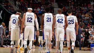 Josh Richardson, Tobias Harris, Joel Embiid, Al Horford, Ben Simmons | Philadelphia 76ers (Photo by David Liam Kyle/NBAE via Getty Images)