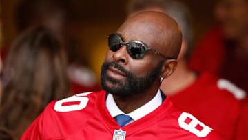 SANTA CLARA, CA - DECEMBER 20: Former San Francisco 49ers player Jerry Rice is seen during a ceremony honoring the 1981-82 team at halftime of the NFL game between the San Francisco 49ers and the Cincinnati Bengals at Levi's Stadium on December 20, 2015 in Santa Clara, California. (Photo by Ezra Shaw/Getty Images)