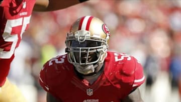 Sep 22, 2013; San Francisco, CA, USA; San Francisco 49ers inside linebacker Patrick Willis (52) reacts after making a tackle against the Indianapolis Colts in the third quarter at Candlestick Park. The Colts defeated the 49ers 27-7. Mandatory Credit: Cary Edmondson-USA TODAY Sports