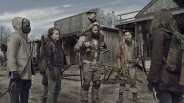 Lauren Cohan as Maggie Greene, Laurie Fortier as Agatha, Marcus Lewis as Duncan, Kien Michael Spiller as Hershel, Glenn Staton as Frost - The Walking Dead _ Season 11, Episode 1 - Photo Credit: Josh Stringer/AMC