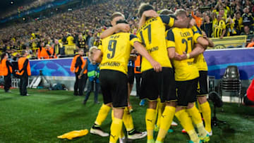 DORTMUND, GERMANY - SEPTEMBER 27: Andre Schuerrle of Borussia Dortmund celebrates after scoring the goal to the 2:2 during the UEFA Champions League: First Qualifying Round 1st Leg match between Borussia Dortmund and Real Madrid CF at Signal Iduna Park on September 27, 2016 in Dortmund, Germany. (Photo by Alexandre Simoes/Borussia Dortmund/Getty Images)