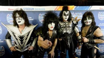 Jan 25, 2014; Los Angeles, CA, USA; Rock band "KISS" arrives on the red carpet for the Stadium Series hockey game between the Anaheim Ducks and the Los Angeles Kings at Dodger Stadium. Mandatory Credit: Jayne Kamin-Oncea-USA TODAY Sports