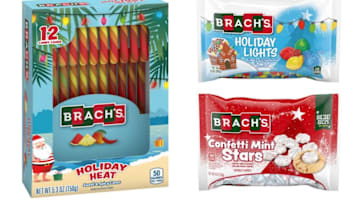 BRACH’S latest, limited-edition holiday candy innovations: BRACH’S® Holiday Heat Candy Canes, BRACH’S® Holiday Lights, BRACH’S® Confetti Mint Stars.