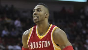 Nov 6, 2014; Houston, TX, USA; Houston Rockets center Dwight Howard (12) before a game against the San Antonio Spurs at Toyota Center. Mandatory Credit: Troy Taormina-USA TODAY Sports