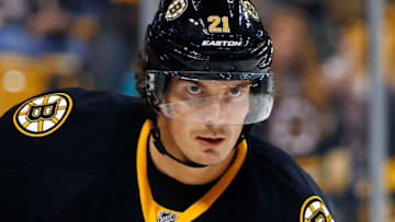 Feb 28, 2016; Boston, MA, USA; Boston Bruins left wing Loui Eriksson (21) during the first period against the Tampa Bay Lightning at TD Garden. Mandatory Credit: Winslow Townson-USA TODAY Sports
