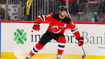 NEWARK, NJ - DECEMBER 21: New Jersey Devils left wing Taylor Hall (9) celebrates after scoring his second goal during the second period of the National Hockey League game between the New Jersey Devils and the Ottawa Senators on December 21, 2018 at the Prudential Center in Newark, NJ. (Photo by Rich Graessle/Icon Sportswire via Getty Images)
