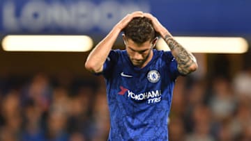 Chelsea's US midfielder Christian Pulisic reacts to a missed chance during the English League Cup third round football match between Chelsea and Grimsby Town at Stamford Bridge in south west London, on September 25, 2019. (Photo by OLLY GREENWOOD / AFP) / RESTRICTED TO EDITORIAL USE. No use with unauthorized audio, video, data, fixture lists, club/league logos or 'live' services. Online in-match use limited to 120 images. An additional 40 images may be used in extra time. No video emulation. Social media in-match use limited to 120 images. An additional 40 images may be used in extra time. No use in betting publications, games or single club/league/player publications. / (Photo credit should read OLLY GREENWOOD/AFP/Getty Images)