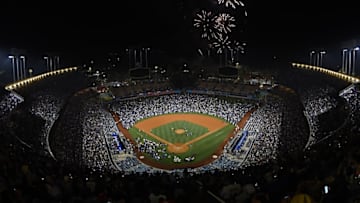 LOS ANGELES, CA - JULY 04: Fans watch a fireworks show after the game between the Los Angeles Dodgers and the Arizona Diamondbacks at Dodger Stadium on July 4, 2017 in Los Angeles, California. (Photo by Jayne Kamin-Oncea/Getty Images)