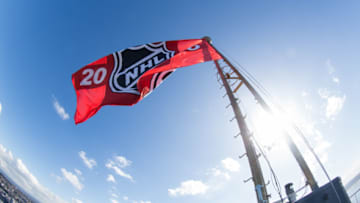 SEATTLE, WA - MARCH 1: The Seattle NHL 2020 flag is raised on the top of the Space Needle during the NHL Seattle season ticket deposit drive kickoff on Thursday, March 1, 2018 in Seattle, WA. (Photo by Christopher Mast/Icon Sportswire via Getty Images)
