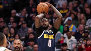 JaMychal Green #0 of the Denver Nuggets shoots against the Boston Celtics at Ball Arena on March 20, 2022 in Denver, Colorado. (Photo by Ethan Mito/Clarkson Creative/Getty Images)
