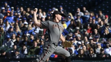 CHICAGO, ILLINOIS - APRIL 20: Taylor Clarke #45 of the Arizona Diamondbacks pitches against the Chicago Cubs during the ninth inning at Wrigley Field on April 20, 2019 in Chicago, Illinois. (Photo by David Banks/Getty Images)