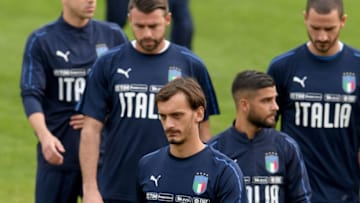 FLORENCE, ITALY - OCTOBER 03: Manolo Gabbiadini of Italy looks on during a training session at Italy club's training ground at Coverciano on October 3, 2017 in Florence, Italy. (Photo by Claudio Villa/Getty Images)