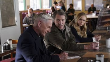 "In a Nutshell" -- As the NCIS team investigates the death of a Navy officer murdered the same way as his parents a decade ago, they stumble across a storage container filled with dollhouses that display recreations of murder scenes. Also, the team agrees to clean out their living spaces, but some have a harder time saying goodbye to their possessions than others, on NCIS, Tuesday, March 10 (8:00-9:00 PM, ET/PT) on the CBS Television Network. Pictured: Mark Harmon as NCIS Special Agent Leroy Jethro Gibbs, Gary Hudson as Detective John Fioscher, Emily Wickersham as NCIS Special Agent Eleanor "Ellie" Bishop. Photo: Eddy Chen/CBS ©2020 CBS Broadcasting, Inc. All Rights Reserved.