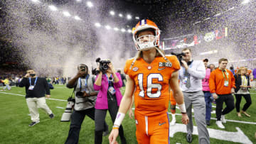 NEW ORLEANS, LOUISIANA - JANUARY 13: Trevor Lawrence #16 of the Clemson Tigers reacts after being defeated 42-25 by LSU Tigers in the College Football Playoff National Championship game at Mercedes Benz Superdome on January 13, 2020 in New Orleans, Louisiana. (Photo by Kevin C. Cox/Getty Images)