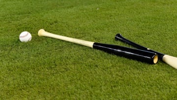 MIAMI, FL - JULY 11: A view of a baseball and bat during batting practice for the 88th MLB All-Star Game at Marlins Park on July 11, 2017 in Miami, Florida. (Photo by Mark Brown/Getty Images)
