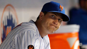 NEW YORK, NY - APRIL 16: Pitcher Jacob deGrom #48 of the New York Mets reacts during an MLB baseball game against the Washington Nationals on April 16, 2018 at CitiField in the Queens borough of New York City. Nationals won 8-6. (Photo by Paul Bereswill/Getty Images) *** Local Caption *** Jacob deGrom