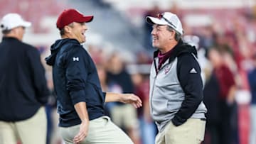 Shane Beamer and Jimbo Fisher will be squaring off for the third time as South Carolina football travels to Texas A&M on October 28th. Mandatory Credit: Jeff Blake-USA TODAY Sports