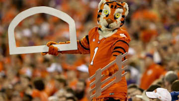 CLEMSON, SC - NOVEMBER 07: The mascot of the Clemson Tigers in action against the Florida State Seminoles during their game at Memorial Stadium on November 7, 2015 in Clemson, South Carolina. (Photo by Streeter Lecka/Getty Images)