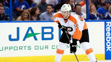 Oct 8, 2015; Tampa, FL, USA; Philadelphia Flyers defenseman Brandon Manning (23) during the second period at Amalie Arena. Mandatory Credit: Kim Klement-USA TODAY Sports