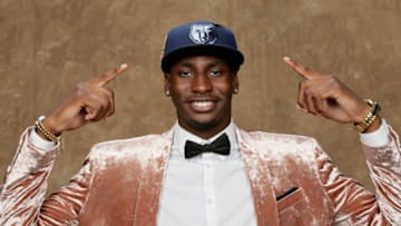 BROOKLYN, NY - JUNE 21: Jaren Jackson Jr. poses for a portrait after being drafted by the Memphis Grizzlies during the 2018 NBA Draft on June 21, 2018 at Barclays Center in Brooklyn, New York. NOTE TO USER: User expressly acknowledges and agrees that, by downloading and or using this Photograph, user is consenting to the terms and conditions of the Getty Images License Agreement. Mandatory Copyright Notice: Copyright 2018 NBAE (Photo by Steve Freeman/NBAE via Getty Images)