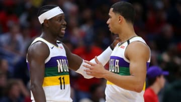 NEW ORLEANS, LOUISIANA - FEBRUARY 04: Jrue Holiday #11 of the New Orleans Pelicans and Josh Hart #3 of the New Orleans Pelicans (Photo by Jonathan Bachman/Getty Images)