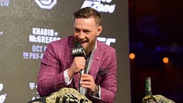 NEW YORK, NY - SEPTEMBER 20: Conor McGregor speaks to the media during the UFC 229 Press Conference at Radio City Music Hall on September 20, 2018 in New York City. (Photo by Steven Ryan/Getty Images)