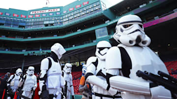 BOSTON, MA - MAY 4: Storm Troopers and other characters from the Star Wars franchise tour Fenway Park in honor of Star Wars night on May 4, 2017 before the game between the Boston Red Sox and the Baltimore Orioles in Boston, Massachusetts. (Photo by Maddie Meyer/Getty Images)