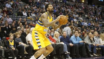 Feb 27, 2015; Denver, CO, USA; Denver Nuggets forward Wilson Chandler (21) looks to shoot the ball during the first half against the Utah Jazz at Pepsi Center. Mandatory Credit: Chris Humphreys-USA TODAY Sports