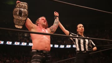 Chris Jericho wins the AEW World Championship at All Out on August 31, 2019. Photo credit: James Musselwhite/AEW