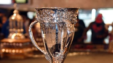 LAS VEGAS, NEVADA - JUNE 16: The Calder Memorial Trophy is displayed at MGM Grand Hotel & Casino in advance of the 2019 NHL Awards on June 16, 2019 in Las Vegas. Nevada. The 2019 NHL Awards will be held on June 19 at the Mandalay Bay Events Center in Las Vegas. (Photo by Ethan Miller/Getty Images)