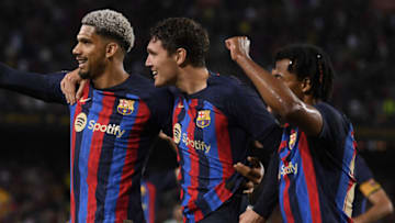 BARCELONA, SPAIN - APRIL 29: Barcelona's Danish defender Andreas Christensen celebrates his goal during the Spanish La liga football match between FC Barcelona vs Betis CF at at the Camp Nou stadium in Barcelona on April 29, 2023. (Photo by Adria Puig/Anadolu Agency via Getty Images)
