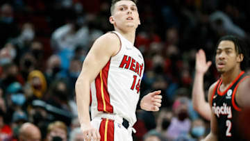 Tyler Herro # 14 of the Miami Heat watches his three-pointer(Photo by Soobum Im/Getty Images)