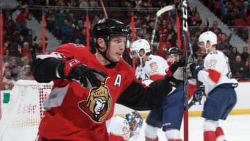 OTTAWA, ON - NOVEMBER 19: Matt Duchene #95 of the Ottawa Senators celebrates his first period goal against the Florida Panthers at Canadian Tire Centre on November 19, 2018 in Ottawa, Ontario, Canada. (Photo by Andre Ringuette/NHLI via Getty Images)