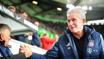 WOLFSBURG, GERMANY - FEBRUARY 17: Jupp Heynckes, head coach of Muenchen shakes hands prior to the Bundesliga match between VfL Wolfsburg and FC Bayern Muenchen at Volkswagen Arena on February 17, 2018 in Wolfsburg, Germany. (Photo by Stuart Franklin/Bongarts/Getty Images)