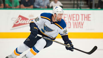 Apr 3, 2015; Dallas, TX, USA; St. Louis Blues left wing Chris Porter (32) skates against the Dallas Stars at the American Airlines Center. The Blues defeat the Stars 7-5. Mandatory Credit: Jerome Miron-USA TODAY Sports