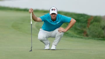 BLAINE, MINNESOTA - JULY 07: Wyndham Clark of the United States looks over a putt on the 18th green during the final round of the 3M Open at TPC Twin Cities on July 07, 2019 in Blaine, Minnesota. (Photo by Michael Reaves/Getty Images)