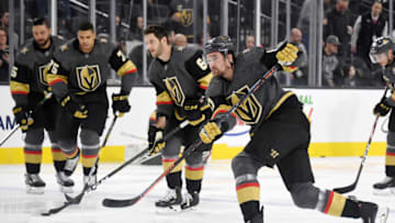 Mark Stone #61 of the Vegas Golden Knights warms up before a game against the Dallas Stars.(Photo by Ethan Miller/Getty Images)