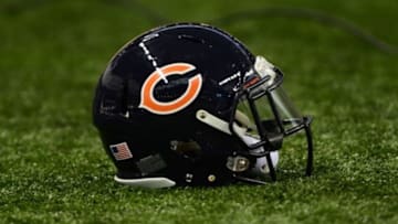 Nov 27, 2014; Detroit, MI, USA; General view of a Chicago Bears helmet on the sidelines against the Detroit Lions at Ford Field. Mandatory Credit: Andrew Weber-USA TODAY Sports