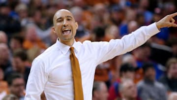 AUSTIN, TEXAS - JANUARY 29: Head coach Shaka Smart of the Texas Longhorns reacts as his team plays the Kansas Jayhawks at The Frank Erwin Center on January 29, 2019 in Austin, Texas. (Photo by Chris Covatta/Getty Images)
