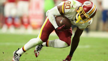 GLENDALE, AZ - SEPTEMBER 09: Wide receiver Jamison Crowder #80 of the Washington Redskins makes a reception against the Arizona Cardinals during the NFL game at State Farm Stadium on September 9, 2018 in Glendale, Arizona. The Redskins defeated the Cardinals 24-6. (Photo by Christian Petersen/Getty Images)