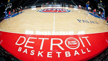 Nov 23, 2016; Auburn Hills, MI, USA; A general view of basketball court sideline before the game between the Detroit Pistons and the Miami Heat at The Palace of Auburn Hills. Mandatory Credit: Tim Fuller-USA TODAY Sports
