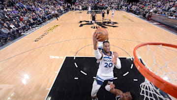 SACRAMENTO, CA - FEBRUARY 3: Josh Okogie #20 of the Minnesota Timberwolves shoots the ball against the Sacramento Kings. Copyright 2020 NBAE (Photo by Rocky Widner/NBAE via Getty Images)
