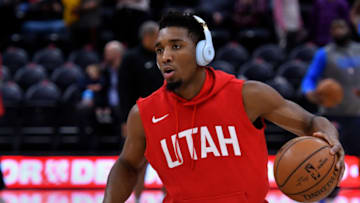 SALT LAKE CITY, UT - DECEMBER 22: Donovan Mitchell #45 of the Utah Jazz warms up prior to their NBA game against the Oklahoma City Thunder at Vivint Smart Home Arena on December 22, 2018 in Salt Lake City, Utah. (Photo by Gene Sweeney Jr./Getty Images)