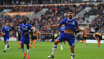 HULL, ENGLAND - OCTOBER 01: Diego Costa of Chelsea celebrates scoring his sides second goal during the Premier League match between Hull City and Chelsea at KC Stadium on October 1, 2016 in Hull, England. (Photo by Shaun Botterill/Getty Images)