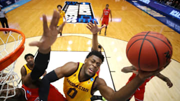 DAYTON, OHIO - MARCH 20: Luguentz Dort #0 of the Arizona State Sun Devils drives to the basket against Sedee Keita #0 of the St. John's Red Storm during the first half in the First Four of the 2019 NCAA Men's Basketball Tournament at UD Arena on March 20, 2019 in Dayton, Ohio. (Photo by Gregory Shamus/Getty Images)