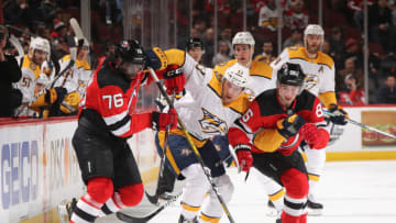 New Jersey Devils - P.K. Subban #76 and Jack Hughes #86 (Photo by Bruce Bennett/Getty Images)