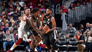 Brooklyn Nets Ed Davis Allen Crabbe. Mandatory Copyright Notice: Copyright 2018 NBAE (Photo by David Liam Kyle/NBAE via Getty Images)